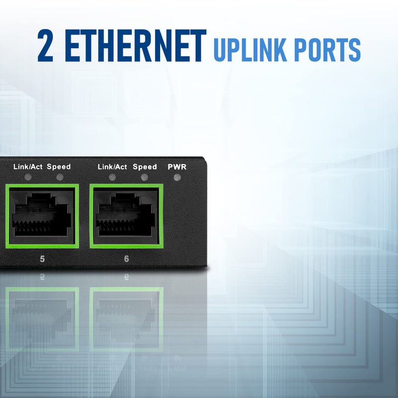 BV-Tech 6 Port PoE+ Switch 4 PoE+ Gigabit Ports with 2 Gigabit Uplink â€“ 60W â€“ 802.3at + 1 High PowerPort | Desktop Fanless Design | Sturdy Metal Housing - Image 3